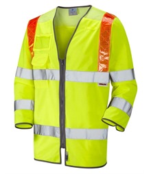 LEO WORKWEAR TADDIPORT ISO 20471 Cl 3 Orange Brace 3/4 Sleeve Waistcoat